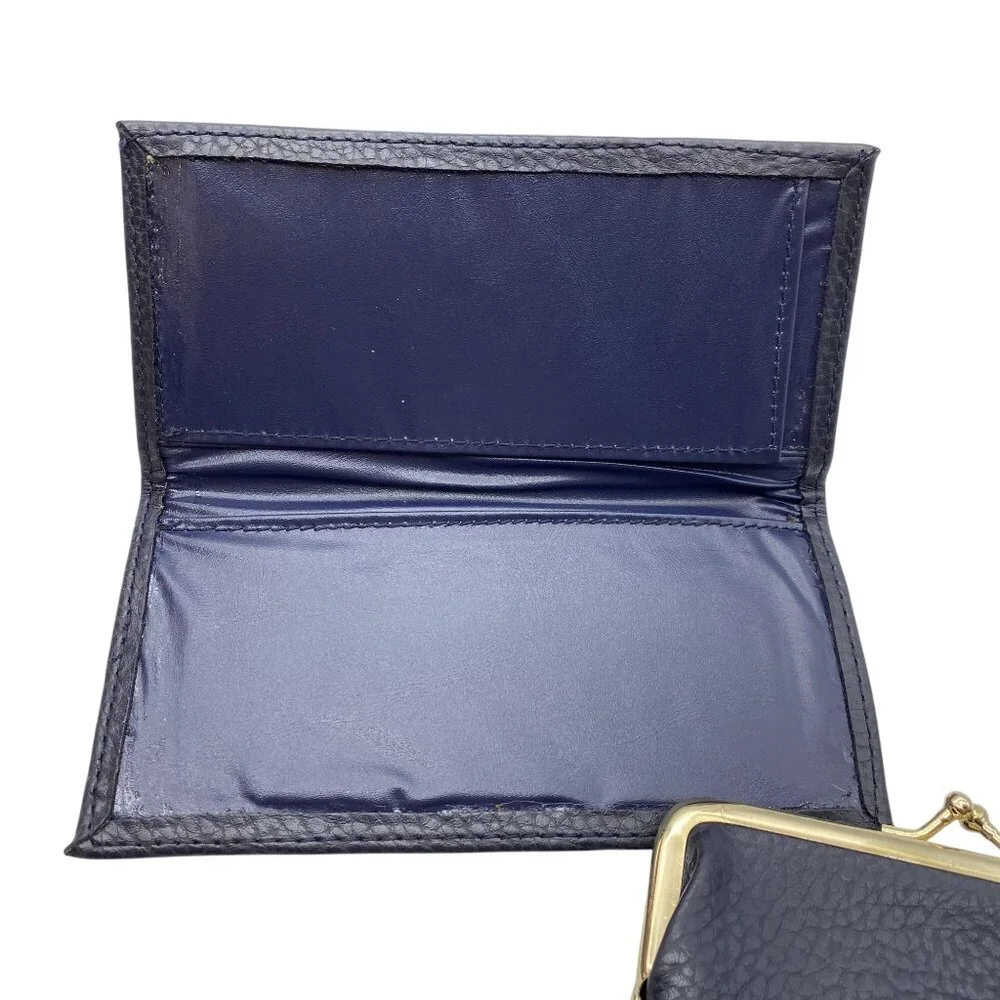 Tan Sac Vegan leather wallet change‎ purse check book cover blue VTG vegan